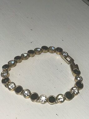 MOD Gold Tone Tennis Bracelet With Clear And Dark Stones Marked MOD